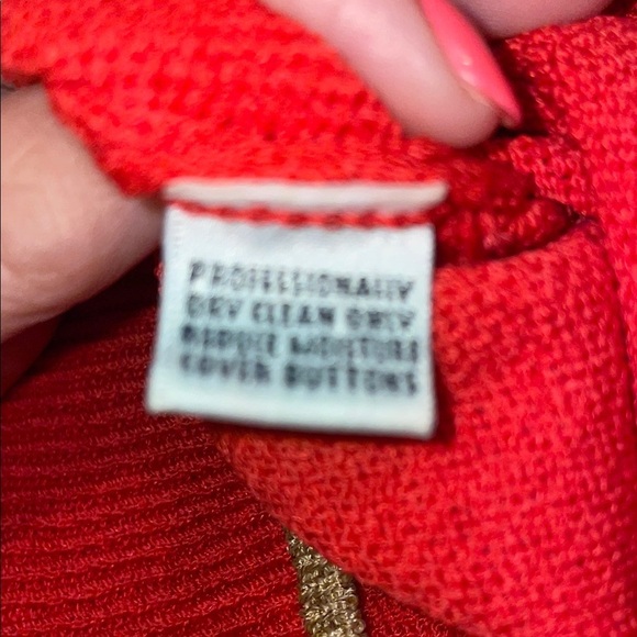 St. John by Marie Gray vibrant Deep Coral and gold trim Knit Top Size P - Picture 7 of 8